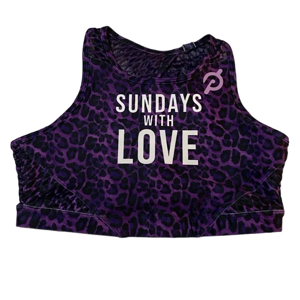 PELOTON Purple Leopard High Neck Sports Bra Small like new